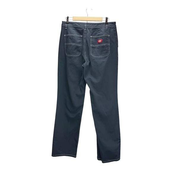 Dickies Women Work‎ Pants Navy White Stitch Size 11 / 30 Relaxed Fit 100% Cotton - Picture 2 of 7